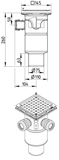 Line Drawing - Drain-No membrane-145