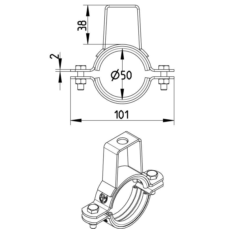 Line Drawing - Pipe hanger-EPDM-bracket